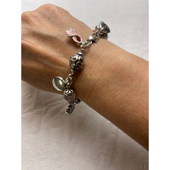 Brighton Breast Cancer awareness Charm BRACELET PINK Ribbon INSPIRATIONAL - Picture 4 of 6